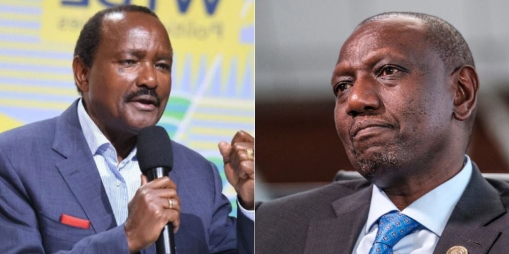 A collage of Wiper leader Kalonzo Musyoka and President William Ruto.